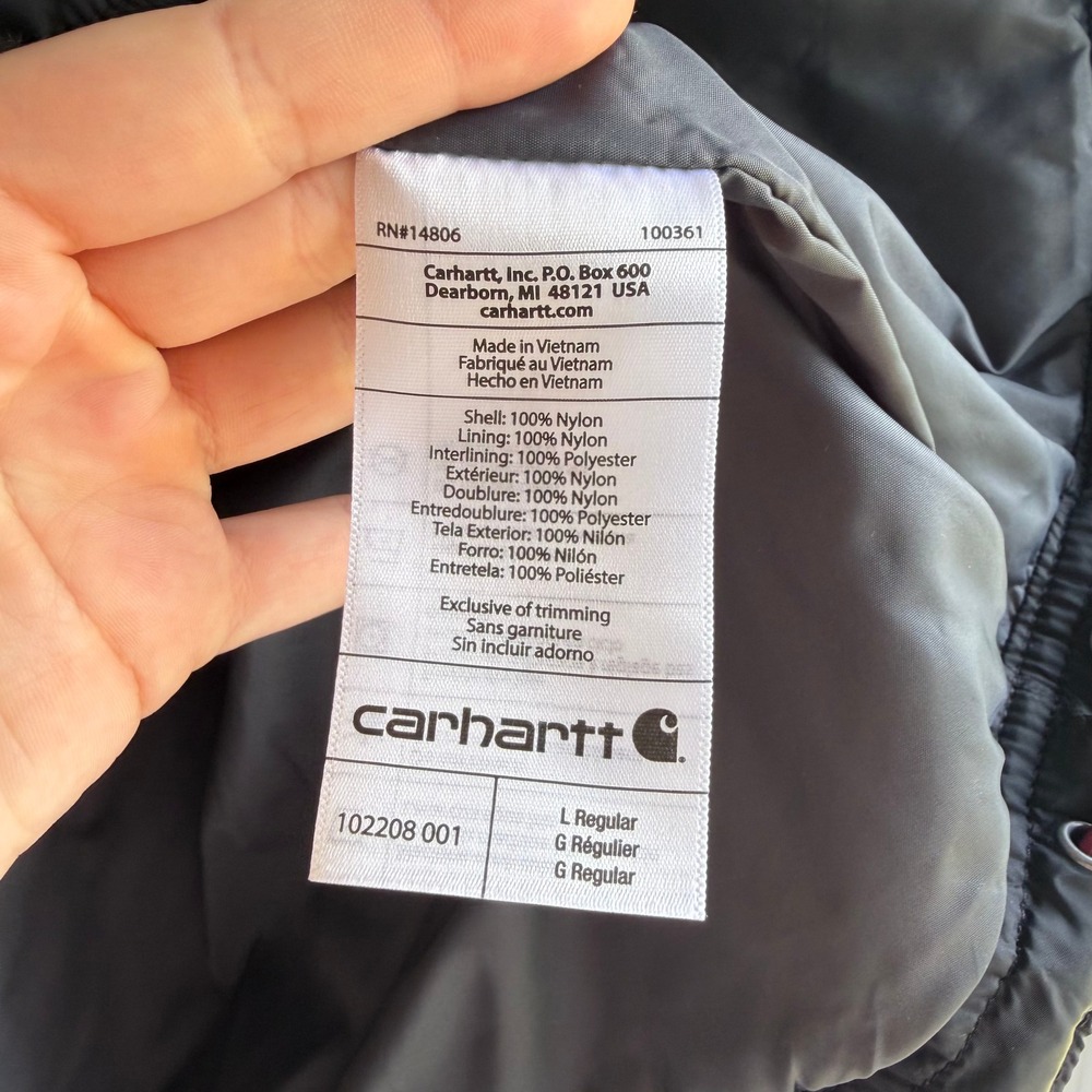 Carhartt Rain Defender Relaxed Fit Insulated Jacket Black 102208-001 Mens L - Picture 6 of 10